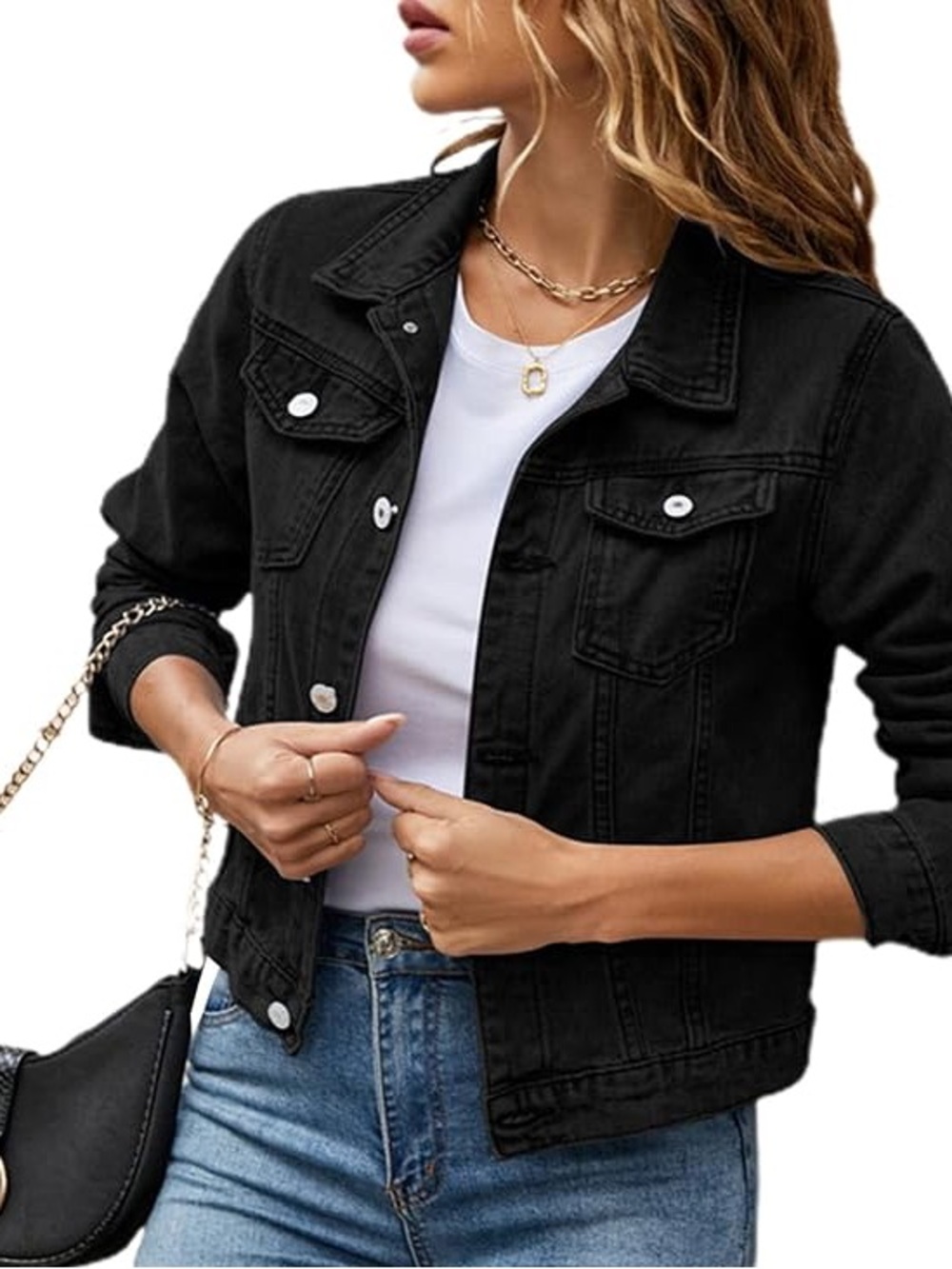Indigo Black Denim Jacket with Classic Button Front